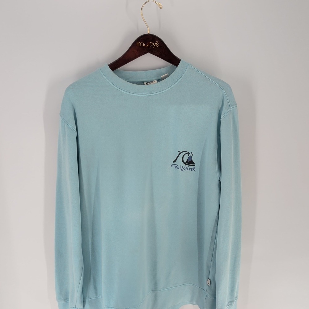 Quick Silver Graphic Logo Crew Neck Classic Pullover Sweatshirt Sky Blue‎ Size M